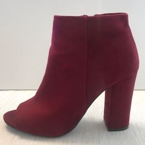 Dark Red Suede Booties
